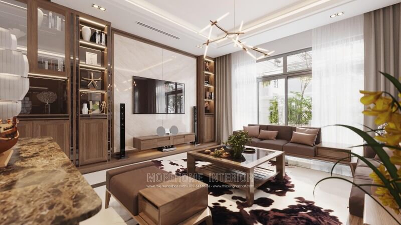 Thiết kế nội thất phòng khách biệt thự cao cấp phong cách hiện đại Thiết kế phòng khách đẹp và sang trọng