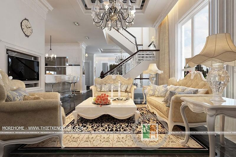 Thiết kế nội thất phong cách tân cổ điển sang trọng, đẳng cấp cho nhà biệt thự Thiết kế phòng khách đẹp và sang trọng