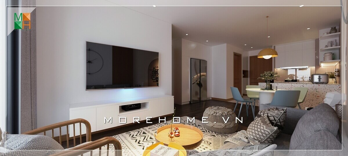 Mẫu thiết kế phòng khách liền bếp thật ấn tượng phù hợp cho chung cư, nhà phố diện tích hạn chế. Thiết kế phòng khách đẹp và sang trọng
