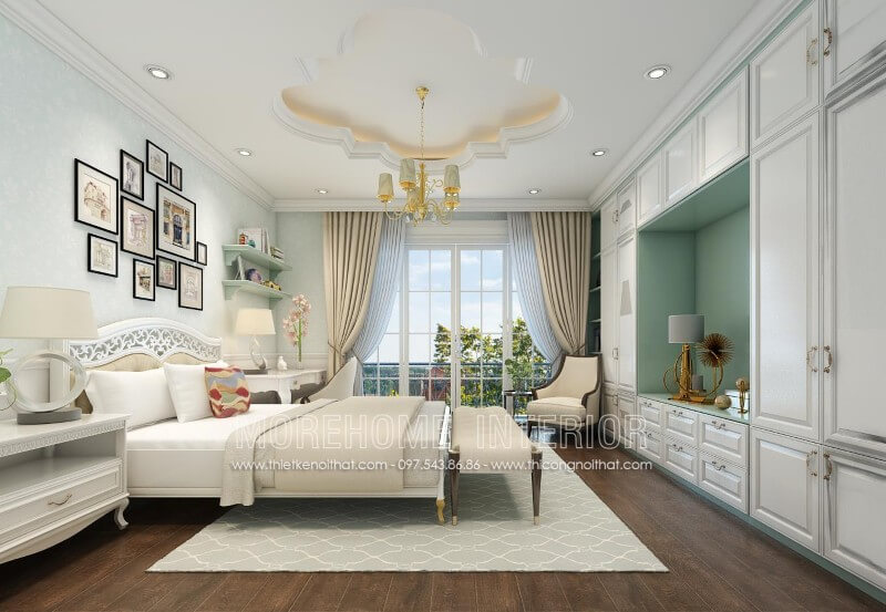 Giường ngủ biệt thự tân cổ điển Giường ngủ biệt thự tân cổ điển