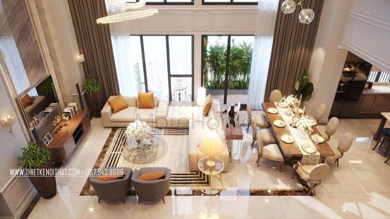 Phòng ảnh được thiết kế liên kết trực tiếp với nội thất phòng khách tạo sự thông thoáng cho căn chung cư Thiết kế chung cư