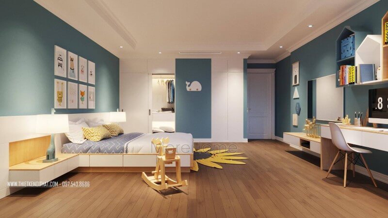 Trang trí nội thất phòng ngủ cho bé với màu sắc sống động, đồ nội thất thiết kế đáng yêu kích thích sự sáng tạo cho bé Thiết kế chung cư