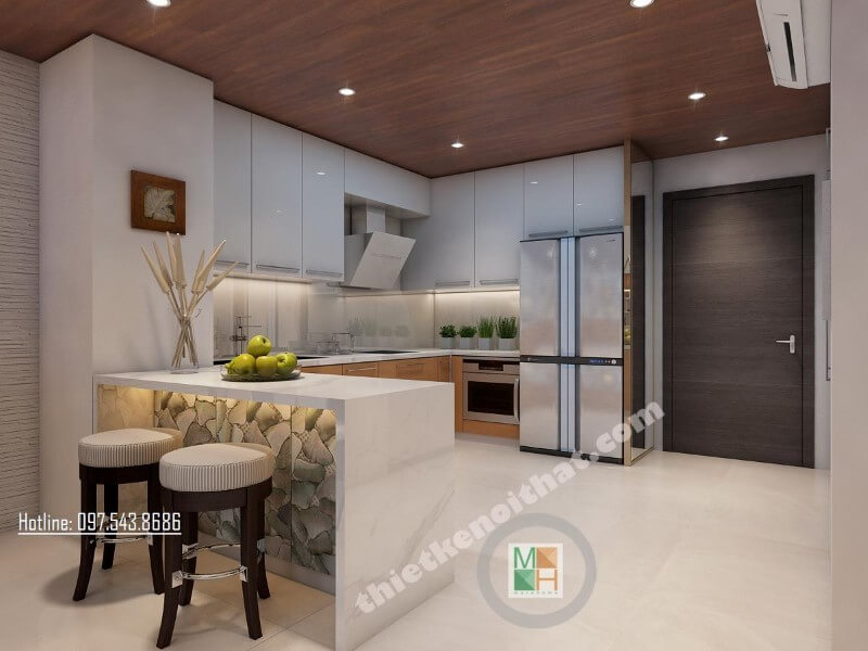 Hệ thống tủ bếp được thiết kế đơn giản nhưng rất đa năng mang đến sự tiện nghi cho người nội trợ Tủ bếp hiện đại đẹp