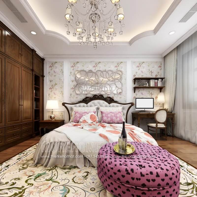 Giường ngủ biệt thự tân cổ điển Giường ngủ biệt thự tân cổ điển