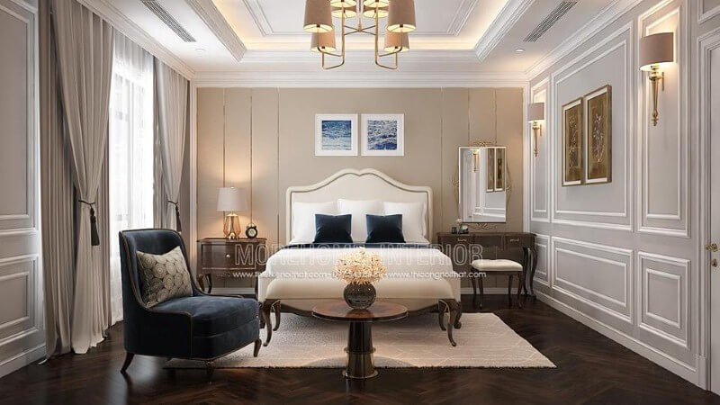 Giường ngủ biệt thự tân cổ điển Giường ngủ biệt thự tân cổ điển