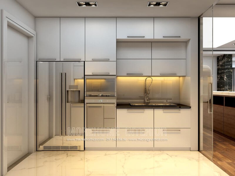 Mẫu tủ bếp chung cư hiện đại được thiết kế tối giản, không quá cầu kì vào từng chi tiết nhỏ, mà tập trung vào công năng sử dụng tạo sự thuận tiện hơn cho các bà, các mẹ trong gia đình Thiết kế tủ bếp đẹp