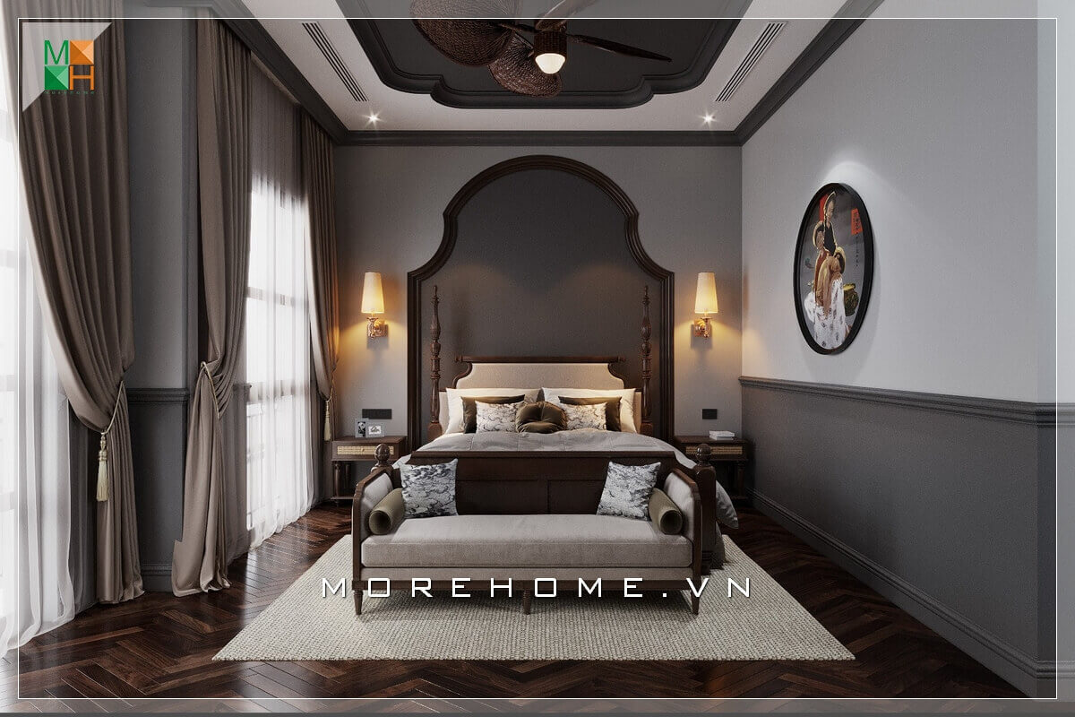 Giường ngủ chung cư tân cổ điển Giường ngủ chung cư tân cổ điển