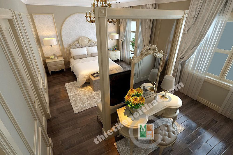 Giường ngủ chung cư tân cổ điển Giường ngủ chung cư tân cổ điển