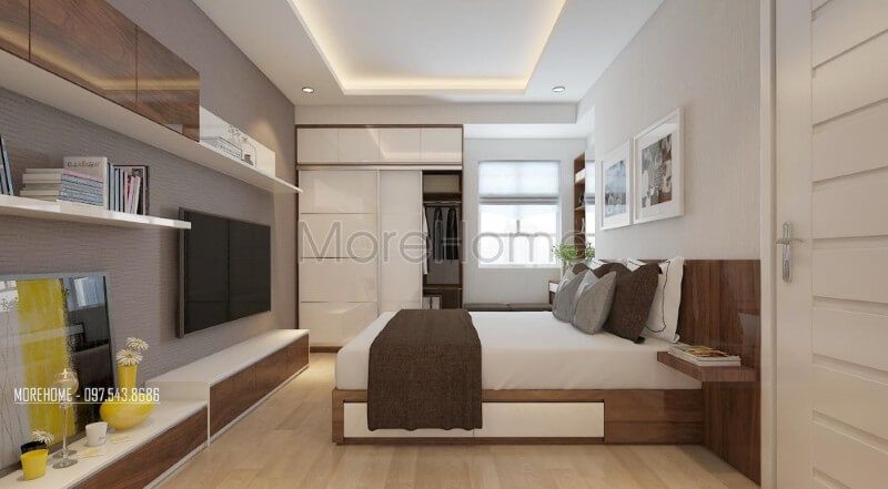 Trang trí nội thất phòng ngủ bố mẹ được bố trí một cách khoa học và hợp lí