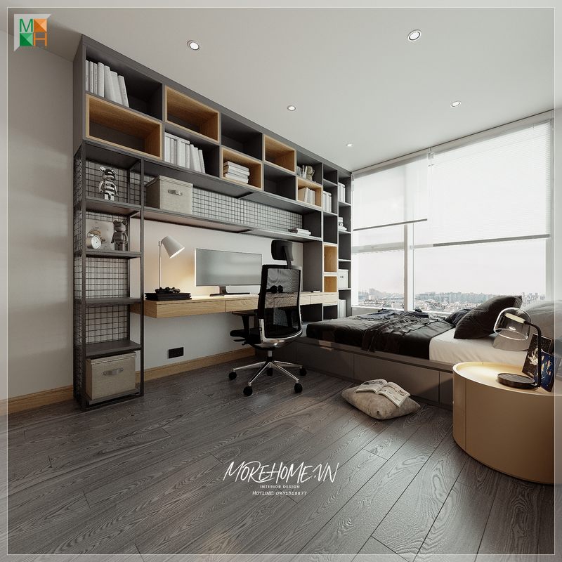 Mẫu phòng ngủ hiện đại cho chung cư, nhà phố với nội thất gỗ công nghiệp