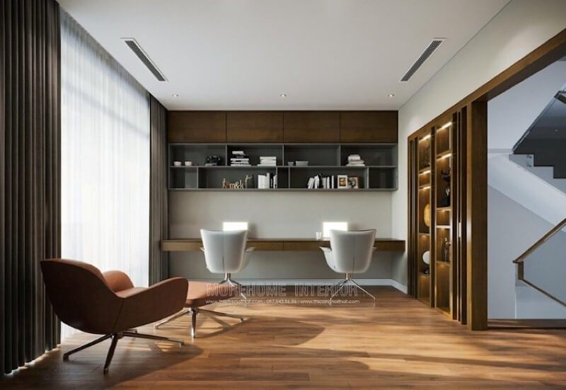 Thiết kế góc học tập đẹp dành cho 2 người ấn tượng với phong cách hiện đại
