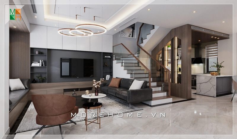 Thiết kế nội thất phòng khách liền bếp đẹp cho biệt thự, nhà phố, căn hộ cao cấp.