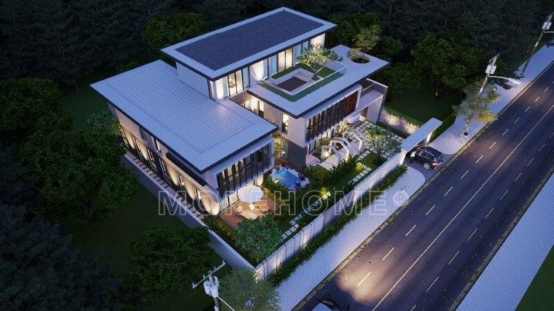 Công trình thiết kế kiến trúc biệt thự hiện đại đẹp Thiết kế kiến trúc hiện đại cho nahf phố, biệt thự