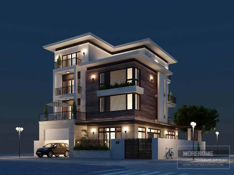 Công trình thiết kế kiến trúc biệt thự hiện đại 4 tầng đẹp sang trọng tại Nam Định Thiết kế kiến trúc hiện đại cho nahf phố, biệt thự