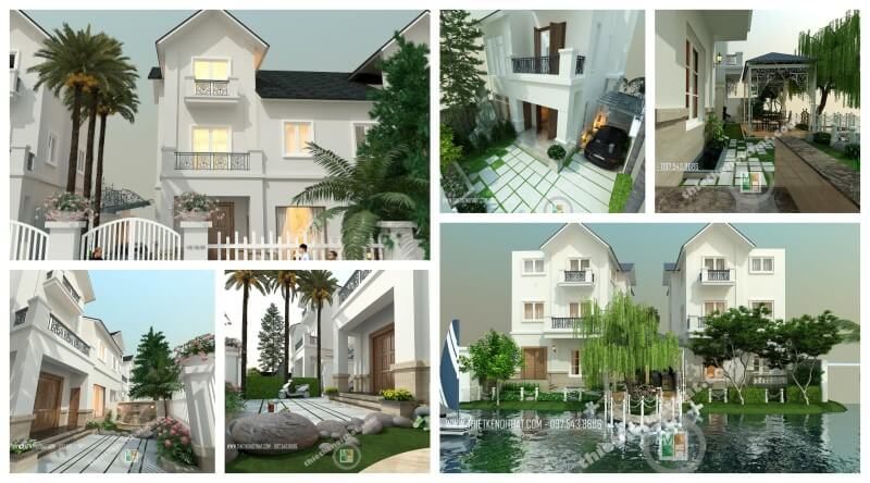 Thiết kế kiến trúc nhà biệt thự 3 tầng đẹp tại Vinhomes Riverside Hà Nội Thiết kế kiến trúc hiện đại cho nahf phố, biệt thự
