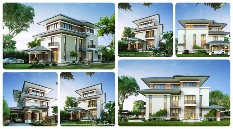 Công trình thiết kế biệt thự đơn lập mái thái kiến trúc hiện đại đẹp Thiết kế kiến trúc hiện đại cho nahf phố, biệt thự