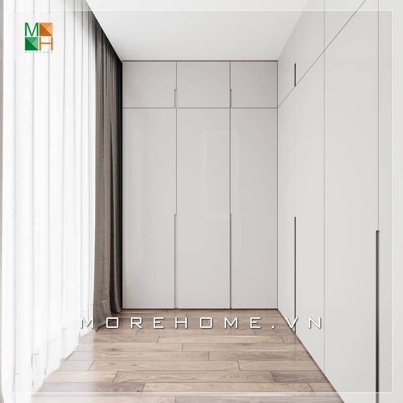 Gợi ý mẫu thiết kế tủ quần áo gỗ màu trắng hiện đại cho chung cư, nhà phố, biệt thự, thiết kế âm tường kịch trần vừa tiết kiệm không gian diện tích tối ưu lại có tính thẩm mỹ cao.