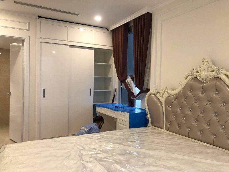 Tủ áo cánh lùa phòng ngủ nhà anh Hải chung cư Vinhomes Gardenia gỗ An Cường