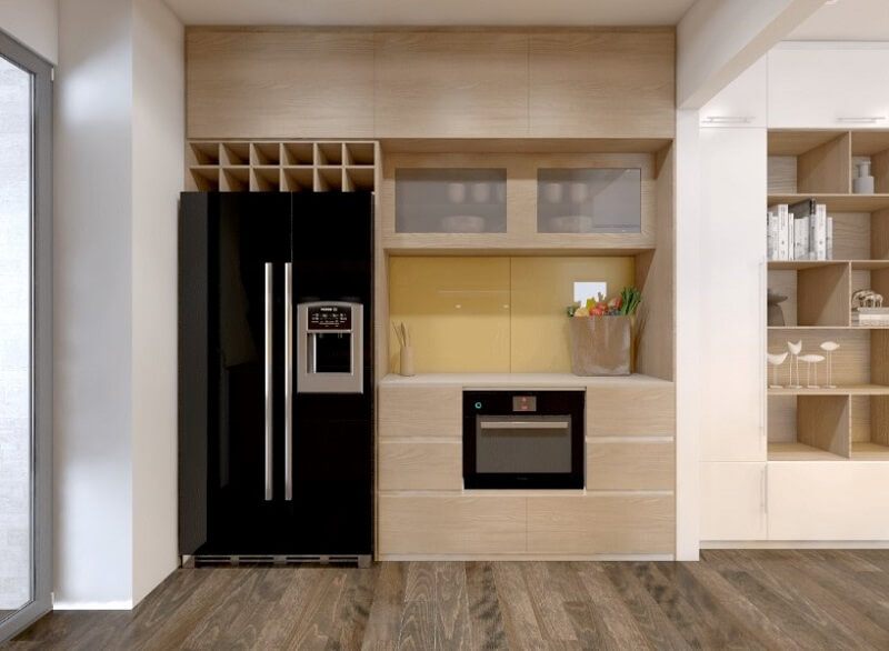 Hệ tủ bếp gỗ có tông màu sáng trẻ trung được nhiều người ưa chuộng và sử dụng bởi sự đẹp mắt.