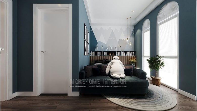 Mẫu cửa gỗ công nghiệp để làm nên sự đẹp cho phòng ngủ của bé trai.